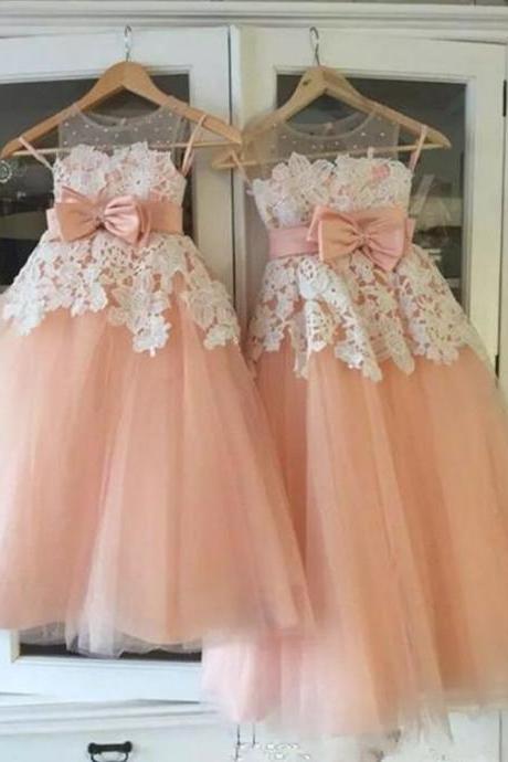 Pink Flower Girl Dresses For Wedding Party First Girl Pageant Communion Dresses Vestidos Primera Comunion Para Ninas