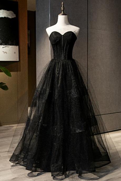 Black Strapless Full Length Prom Dress Evening Dress Formal
