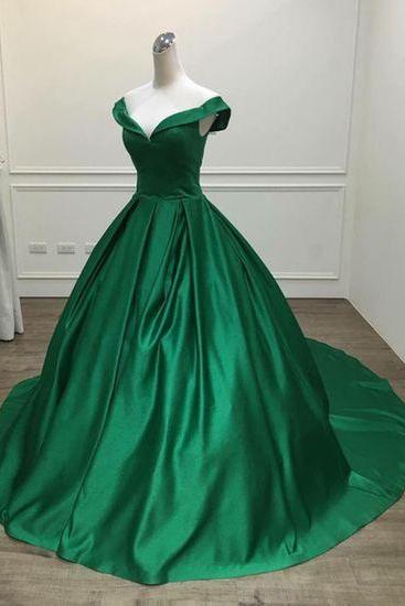 Green Gorgeous Prom Gowns, Lovely Prom Dresses, Pretty Formal Gowns