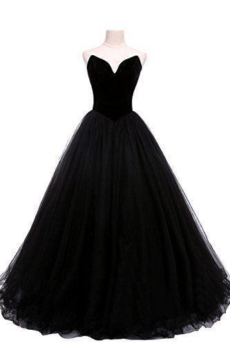 Black V Neck Velet Top Long Prom Dress