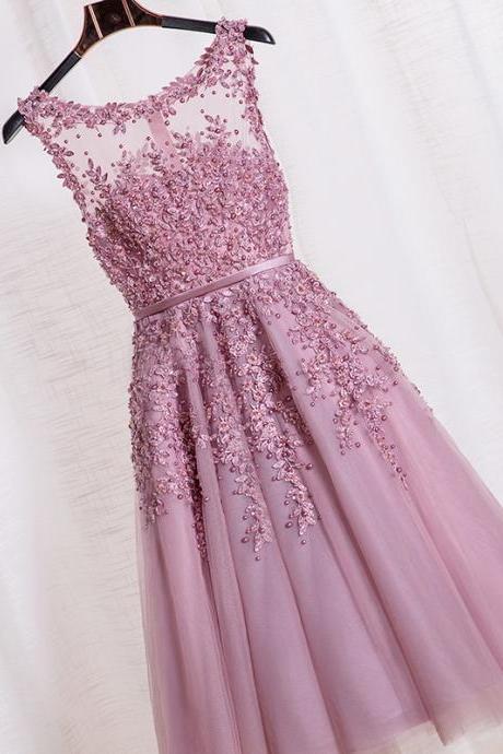 Charming A-line Lace Short Prom Dress,homecoming Dres