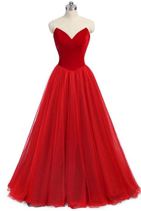 Elegant Velvet Tulle Long Prom Dress, Evening Dress