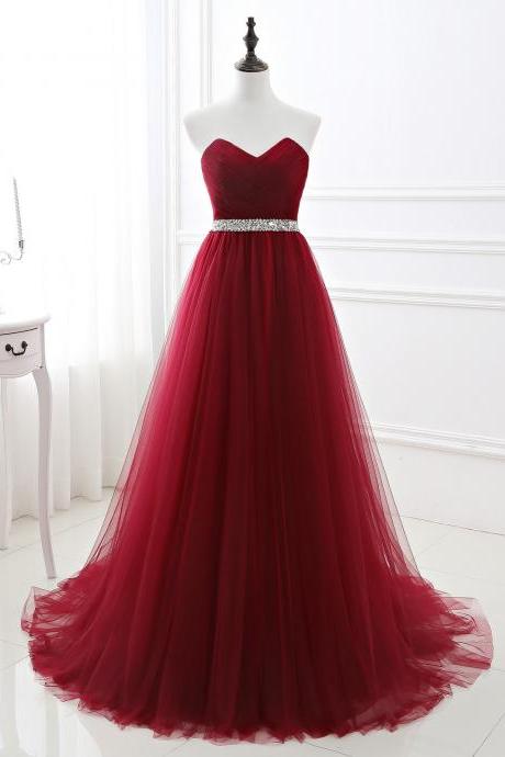 A Line Red Beading Wedding Gowns Sweetheart Bridal Gowns Wedding Dresses