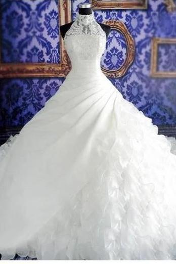 White/ivory Wedding Gowns Luxury Bridal Gowns Long Train Organza Wedding Dresses Ball Gown