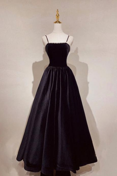Black Velvet Long Prom Dress Black Evening Dress