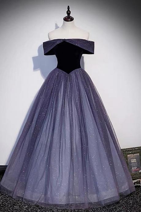 Off Shoulder Custom Size Long Prom Dress A Line Evening Gown