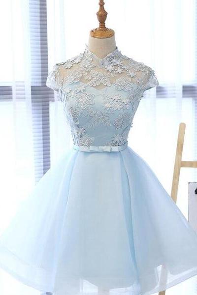 Cute Light Blue Homecoming Dress For , Lovely Tulle Formal Dresses, Party Dress C026