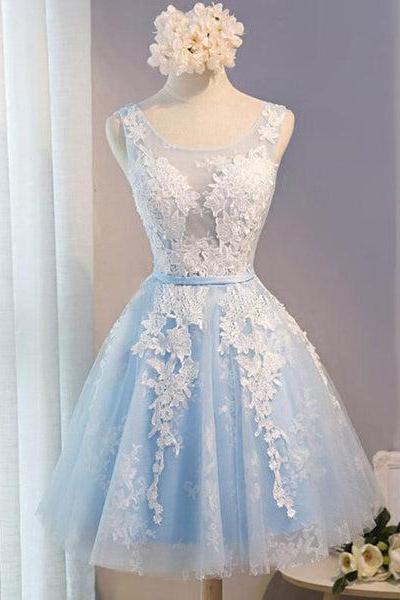 Light Blue Short Homecoming Dresses, Lovely Formal Dress, Party Gowns C073