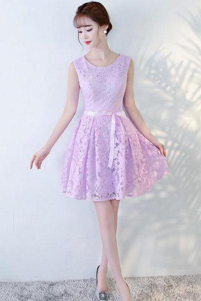 Beautiful Lavender Lace Short Homecoming Dress, Lovely Formal Dress F026