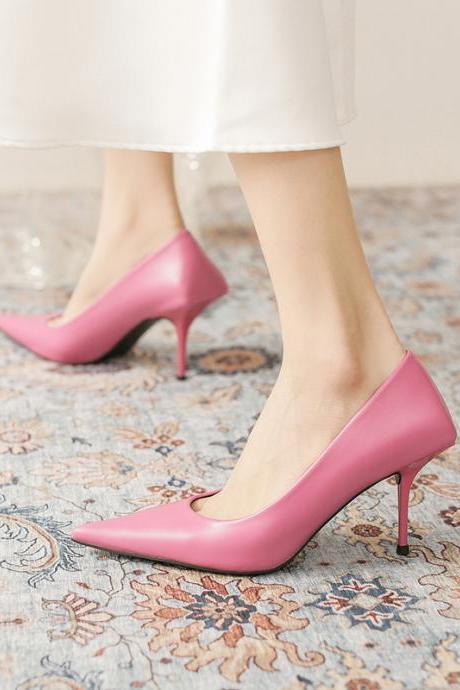 Women Stiletto Pointed Toe Pumps Fashion Shoes Design Sense Ol Professional Shoes (heel 8cm) S051