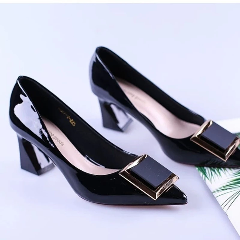 Fashion Office Shoes Women's Concise Patent Leather Shallow High Heels Shoes Pointed Toe Women Pumps H054