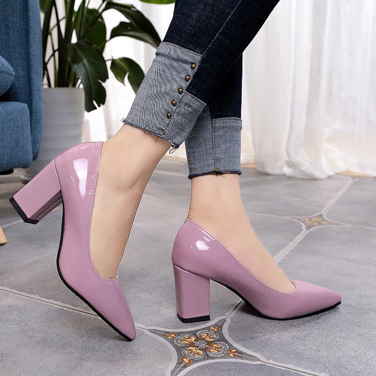 Women High Heels Sexy Party Mid Heel Pointed Toe Shallow Mouth High Heel Shoes Women Shoes Big Size H055