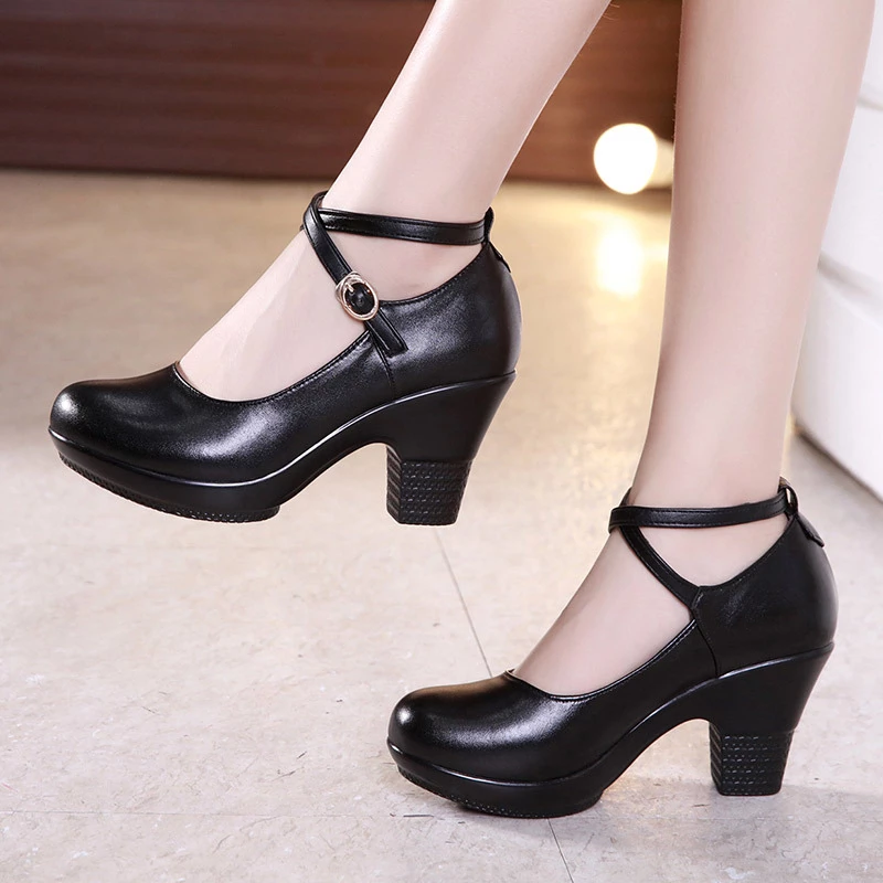 Fashion Women Pumps With High Heels For Ladies Work Shoes Dancing Platform Pumps Women Genuine Leather Shoes H057