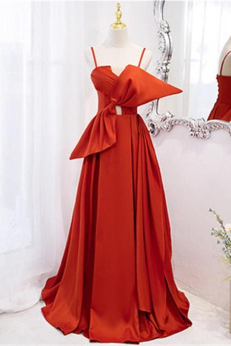 Orange Strapless Floor Length Prom Dress Evening Dress Big Bow Custom M018