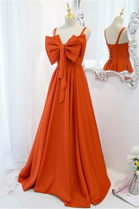Orange Strapless Prom Dress Evening Dress Big Bow Custom Size M027
