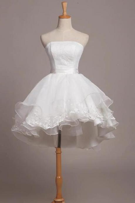Lovely White Lace And Organza Short Graduation Dress Prom Dress, Short Teen Formal Dresses M104
