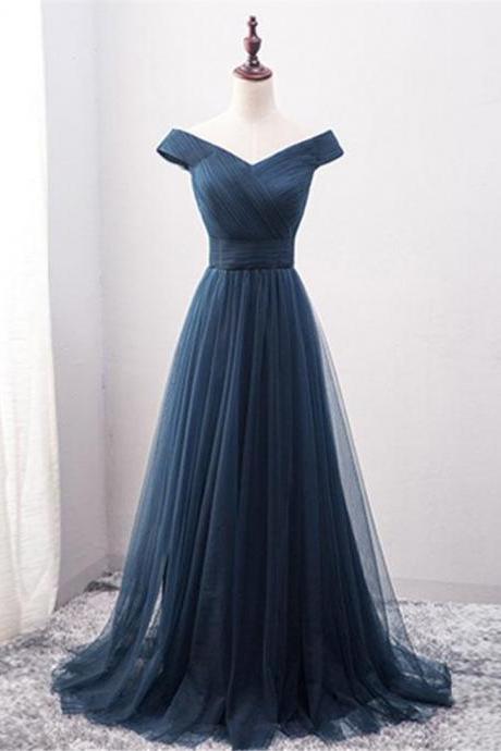 Hand Made Navy Blue Sweetheart Lace-up Party Dress Evenign Dress Long Prom Dress F24