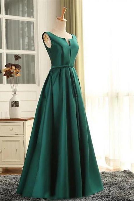 Custom Hand Made Green Long Prom Evening Dress A-line Bridesmaid Dress F38