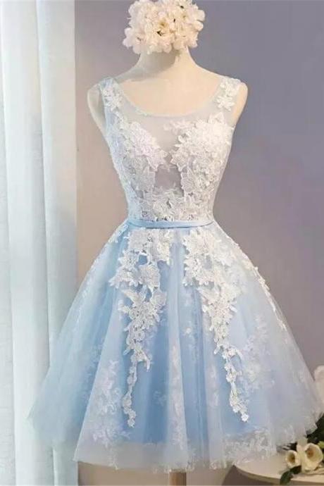 Lovely Hand Made Knee Length Homecoming Dress Lace and Tulle Fashionable Party Dress F69
