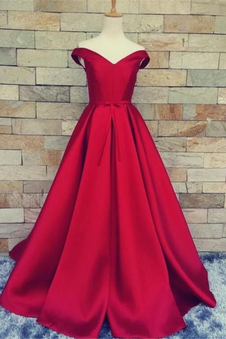 Hand Made Satin Off the Shoulder Long Party Dress Evening Junior Prom Dress F73

