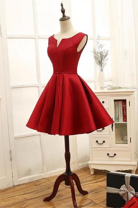 Hand Made Custom Red Satin Homecoming Dress Evening Lovely Party Dress F79