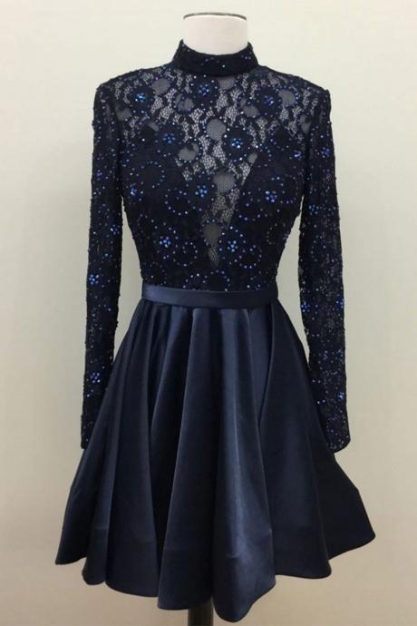 Hand Made Custom Prom Dress Bead Royal Blue Short Homecoming Dress Ss31