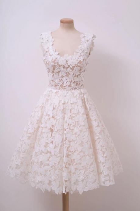 Ivory Lace Short Prom Dress Evening Dress Homecoming Dress Ss43