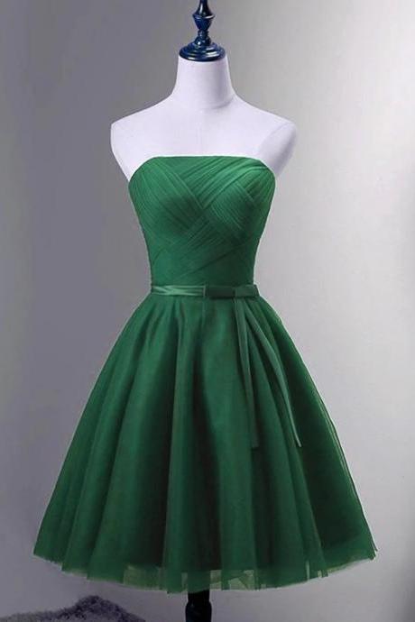 Green Simple Tulle Short Homecoming Dress, Custom Green Short Prom Dress, Hand Made Graduation Dress Ss51