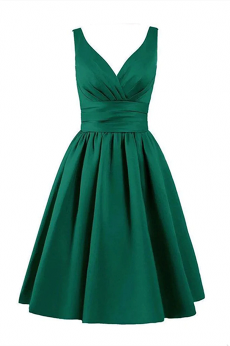 Short Green Satin Prom Brithday Dresses, Graduation Evening Dress Homecoming Dresses Ss68