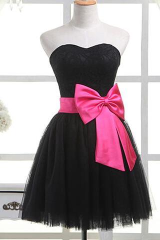 Black Prom Dresses,cute Tulle Evening Dress, Short Graduation Dresses, Hand Made Sexy Cocktail Dresses,strapless Formal Gowns Ss80