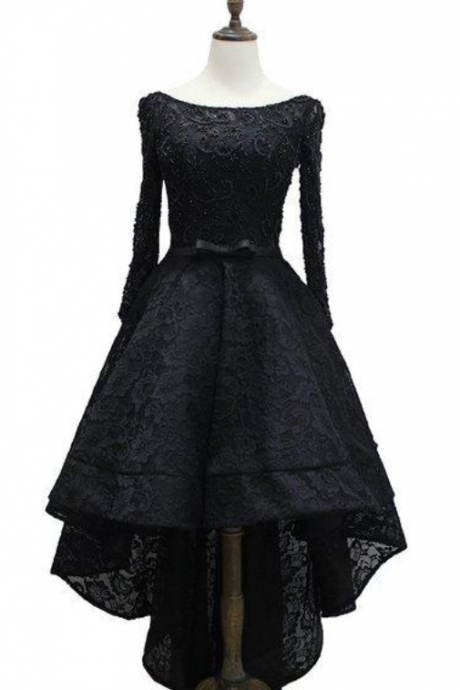 Black Lace Hi-lo Prom Dress Evening Dress Ss82