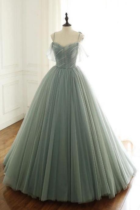 Light Green Tulle Prom Dress Evening Dress Hand Made Party Dress Ss100