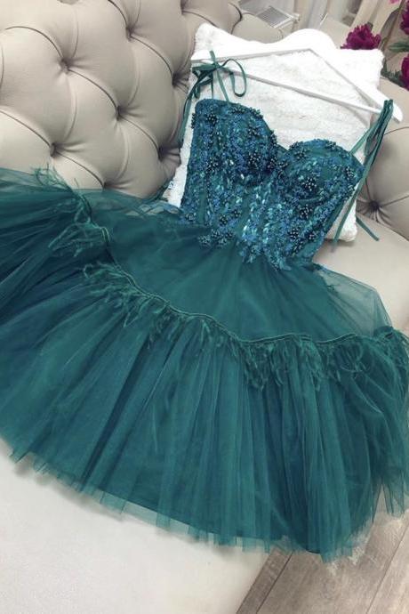 Hand Made Green Short Prom Dress Evening Dress Ss114