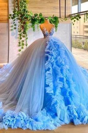 Fashion Blue Ball Gown Fashion Prom Dress Evening Dress Ss118
