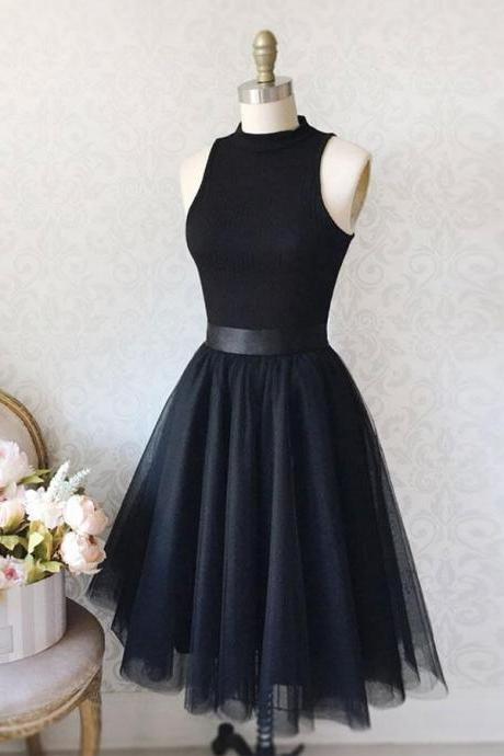 Black Tulle Simple Short Prom Dress Homecoming Dress Ss133