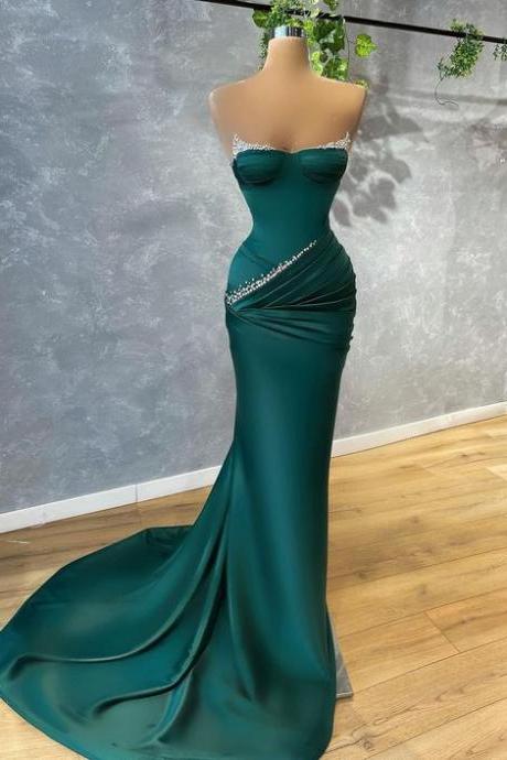 Strapless Green Beading Party Evening Prom Dress Ss136
