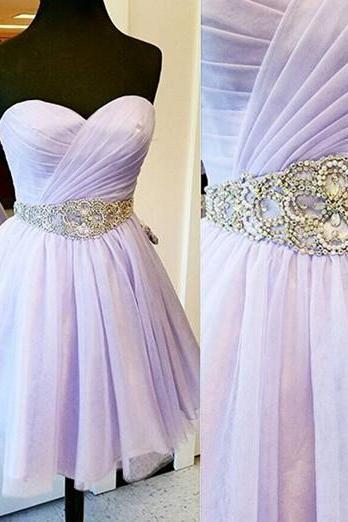 Strapless Sleeveless Sweetheart Short Homecoming Dress Prom Party With Beaded Waist Ss136