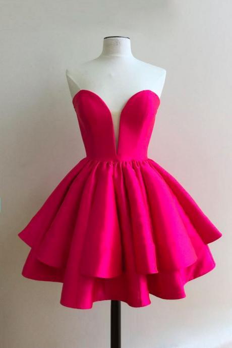 Simple Sweetheart Neck Short Red Prom Dress Evening Dress Homecoming Dress Ss148