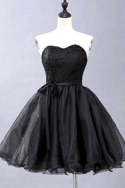 Black Short Lace-up Party Dress Formal Dress Evening Dress Ss169