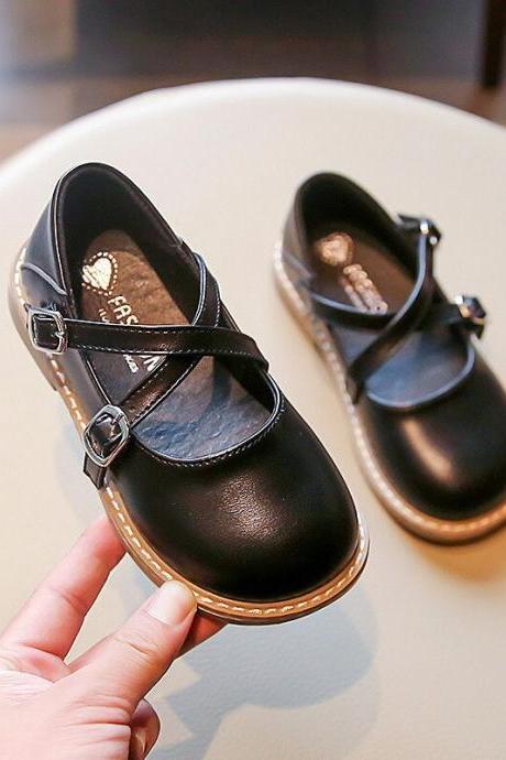 Princess Girls Black Shoes Autumn Cute Flats Children Shoes Fashion Soft Sole Non Slip Kids Shoes Sl002