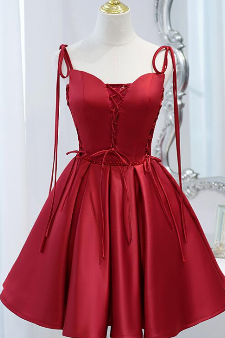 Red V-neckline Short Prom Dress,evening Party Dresses Ss211