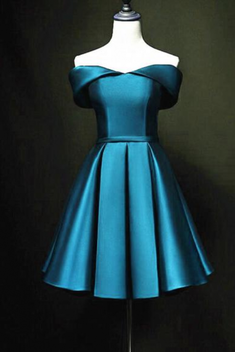 Blue Short Prom Dress Homecoming Dress, Off Shoulder Formal Evening Dress Ss212