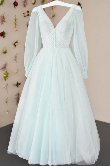 Tulle V Neck Prom Dress Evening Dress Ss225