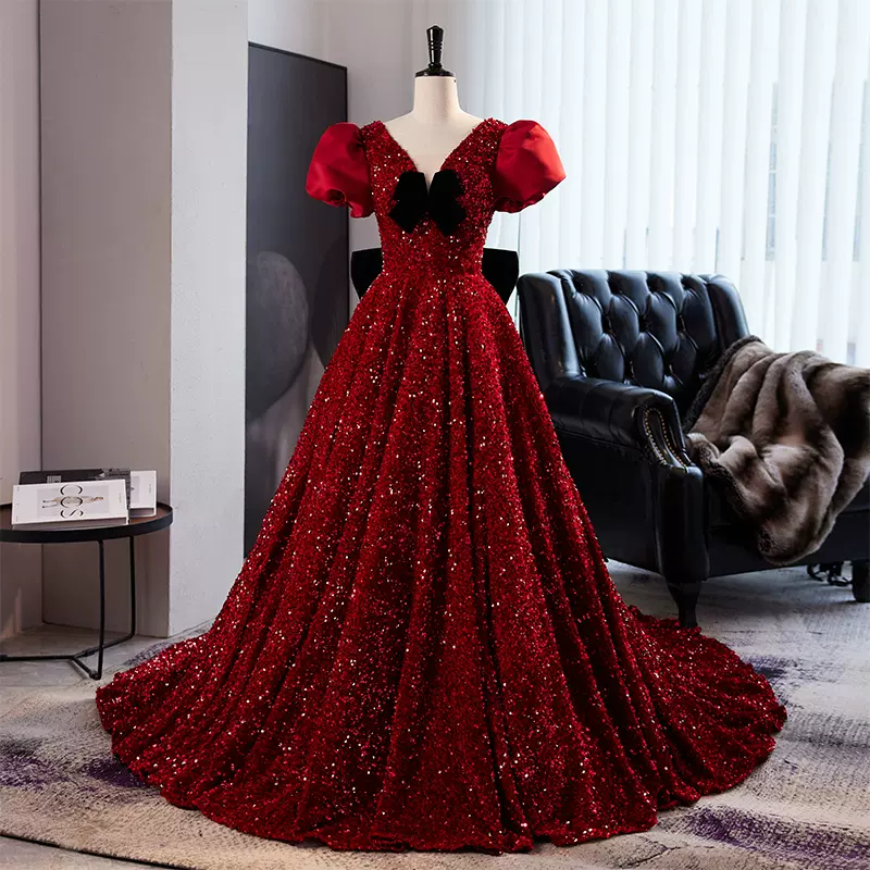 Red V Neck Prom Dress Evening Dress Ss287