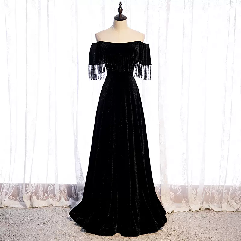 Black Prom Evening Dress Hand Made Custom Size Ss304