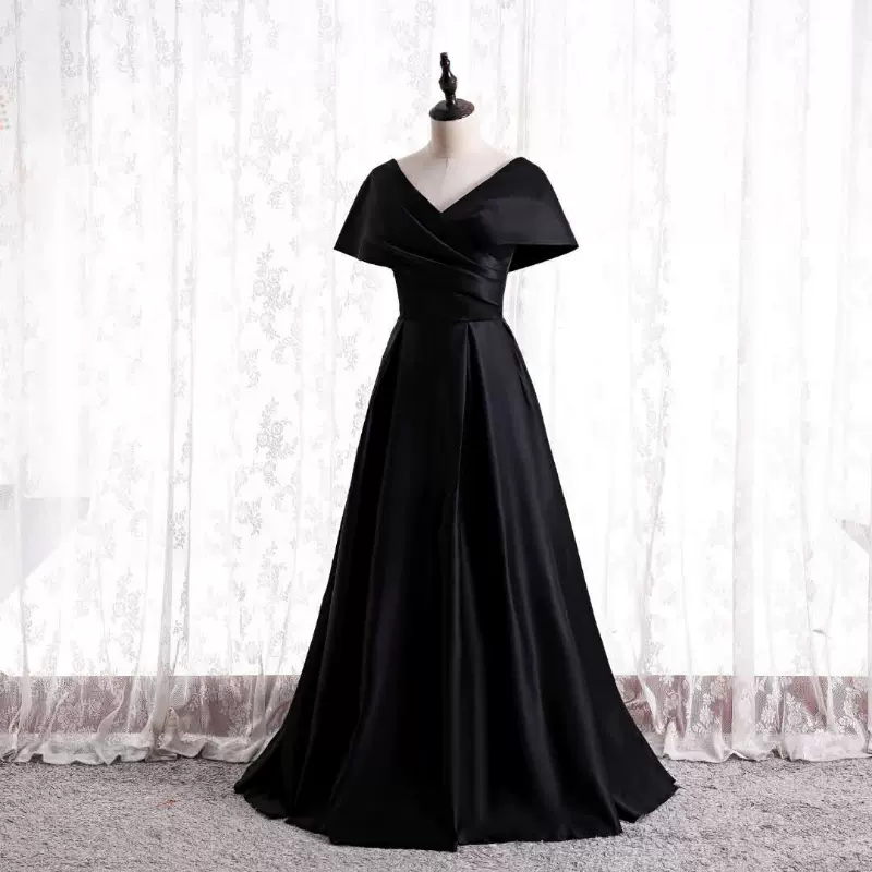 Black Cap Sleeve Prom Dress Evening Dress SS305