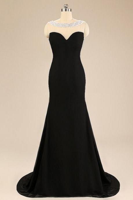 Black Prom Dresses Backless Mermaid Evening Gowns Party Dress,Chiffon Dresses SS332