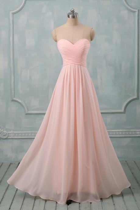 Custom Simple Pink Bridesmaid Dresses Pink Party Dresses Chiffon Floor Length Evening Dresses Ss351