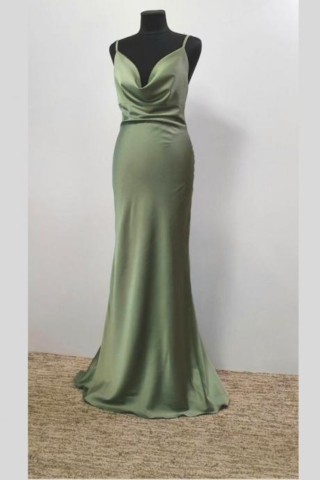 Hand Made Custom Bridesmaids Strap Slip Evening Dress Simple Prom Dress Ss363