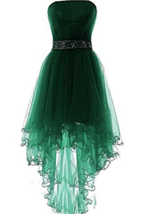 Dark Green Evening Dress High Low Party Dress Tulle Formal Dress Homecoming Dress Ss376